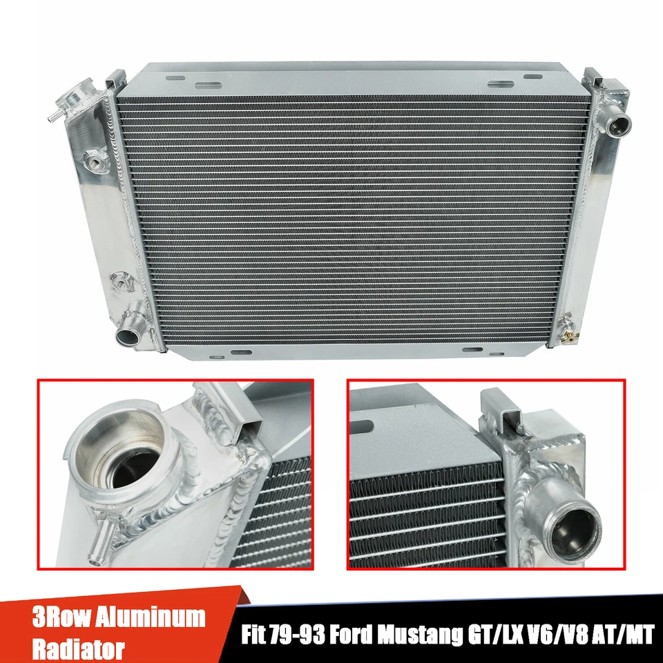 Racing Radiator 3 Row Full Aluminum For 1979-1993 Ford Mustang GT/LX V6/V8 AT/MT Foto 1 de 4