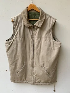 RIVERS Mens Corduroy Collar Beige Retro Puffer Vest Size XL - Picture 1 of 12