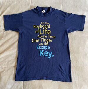 Vintage Shirt Escape Keyboard Computer Joke Humor 90s Single Stitch Novelty L