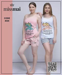 MissMai Ladies Sleepwear Egyptian cotton Top& Short Two Piece Pajama Set Varity - Picture 1 of 1