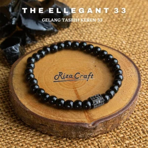 33 Perlen Tasbih Armband für Herren und Damen Luxus Schwarz Onyx Kristall Stein Rund - Bild 1 von 5
