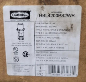 HUBBELL #HBL4200PS2WR PIN & SLEEVE PLUG - Picture 1 of 6