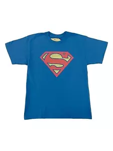DC Boys Blue Superman Logo T-Shirt Superhero Tee Shirt X-Large - Picture 1 of 2