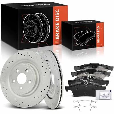 Rear Drilled Brake Rotors&Ceramic Brake Pads for Jaguar S-Type XF XJ XJ8 XJR XK - Image 1 of 4