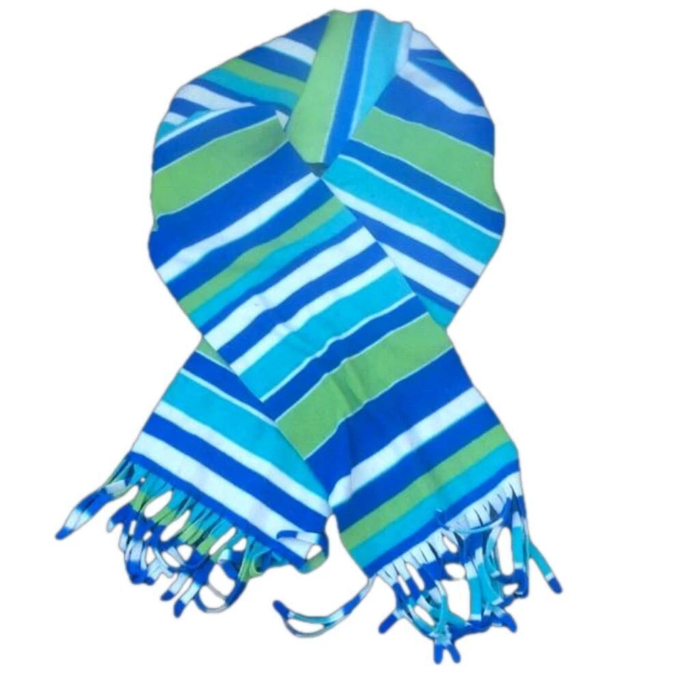 Bufanda polar a rayas azul, verde y blanco​ Foto 1 de 1