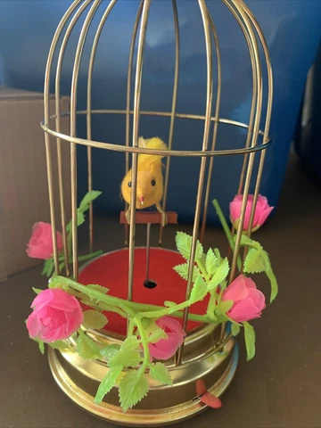 Vintage Made In Japan Mechanical Bird Cage Music Box Jingle Bells 12” Cover