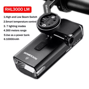 ROCKBROS Bike Smart Front Light High Brightness 3000 Lumen Waterproof Type-C - Picture 1 of 15