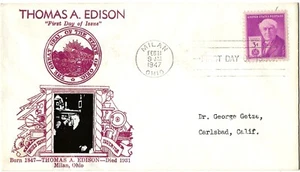 2 1947-8 FDC Thomas Edison, Fort Bliss. SC#945 976 W.C. Crosby Cachets - Picture 1 of 2
