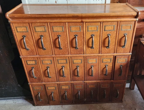 *GLOBE* ANTIQUE SOLID OAK STACKING FILING DRAWERS Cover