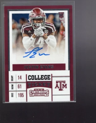 A7145- 2017 Panini Contenders Draft Picks #252 Justin Evans RC Auto - NM-MT - Image 1 of 2