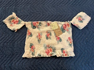 SALTY LEMON OFF THE SHOULDER FLORAL TOP SIZE LARGE - Picture 1 of 6