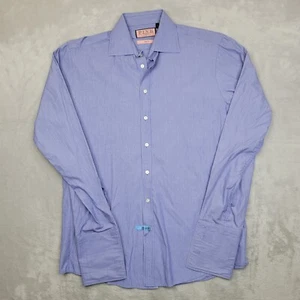 Thomas Pink Shirt Men 15.5/39cm Slim Fit Dress Oxford Suit Pinstriped Blue Adult - Picture 1 of 7