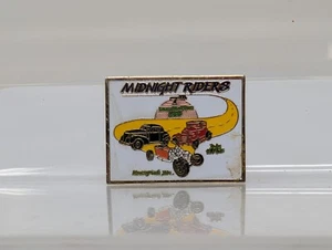 Vintage 1990 MIDNIGHT RIDERS 7th Damn Rod Run Car Show Pin Pinback Mossyrock WA - Picture 1 of 4