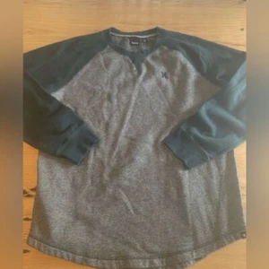 Hurley Crew Neck Long Raglan Sleeve Stripe Gray Green Men's Large Preowned - Picture 1 of 11