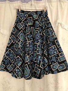 Vintage Cotton Full Skirt Hand Made 26” Waist - Picture 1 of 11