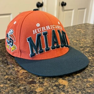 Vintage Miami Hurricanes orange Zephyr Druckknopflasche Mütze Seitenaufnäher gewölbtes Spruch Logo - Bild 1 von 14