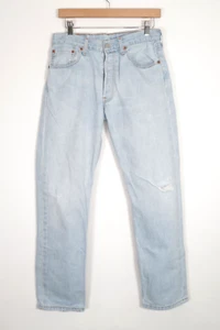 Pantalones de mezclilla Levi's 501 regulares rectos azules lavados a la piedra W28 W29 L29 hechos en Reino Unido 299 90s - Imagen 1 de 13