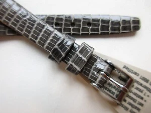 Hirsch Grey Gray genuine lizard "open end" 10 MM leather watch band strap - Picture 1 of 5