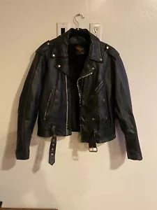 Vintage Reed Motorcycle Leather Jacket with zip In lining Size 44 - Picture 1 of 8