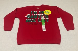 Hanes Boys Size M(8) "I'm On Santa's Nice List" Red Christmas Sweatshirt - Picture 1 of 9