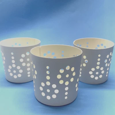 IKEA VACKERT Metal Holder Cup Decoration for Candle Flower/white 8 cm (Set of 3) - Image 1 of 3