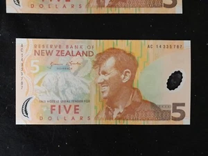 Lot Of Five New Zealand 5$ 1999 Sir Edmund Hillary Penguin Bird P185a UNC 4 Cu 1 - Picture 1 of 14