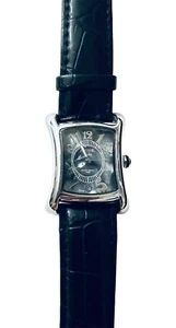 Activa Swiss Silver Tone Black Leather Band Women’s Quartz Watch - Picture 1 of 7