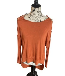 Venus tangerine Womens high low long sleeve top medium  - Picture 1 of 7