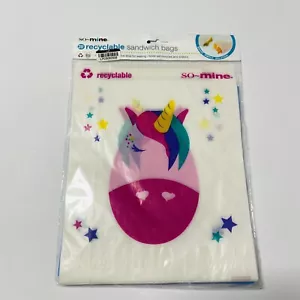 So Mine Recyclable Sandwich or Snack Bags w/ Seal Unicorn Rainbow BPA Free 25 ct - Picture 1 of 2