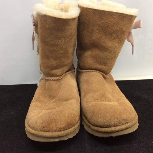 Stivali UGG Pala bambina taglia 6 marroni stringati rosa comodi fiocco nastro 1017737K