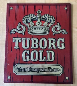 Letrero de papel prensado vintage TUBORG GOLD "True European Taste" barra de cerveza 15" x 12" - Imagen 1 de 17