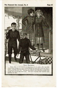 1912 boys & girls in sweaters PRINT AD The Diamond Dye Annual NO 9 black & white - Picture 1 of 1