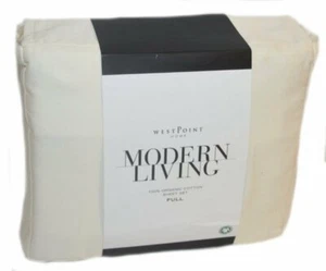 Modern Living Organic Cotton Egret White 4P Full Sheet Set New - Picture 1 of 4