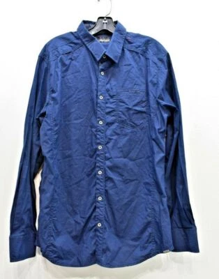 Camisa de vestir azul real con botones manga larga calce a medida con hebilla trasera para hombre XL Foto 1 de 4