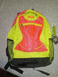 Fila Backpack Brand New With tags Fluorescent Pink And Hazard Yellow And Black - Picture 1 of 6
