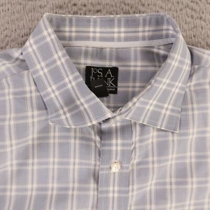 Jos A Bank Shirt Mens XL Blue Check Plaid 100% Cotton Tailored Fit Signature - Picture 1 of 11