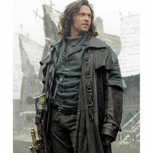 Men's Long Soft Leather Trench Coat Jacket Hugh Jackman Van Helsing Leather Coat - Picture 1 of 4