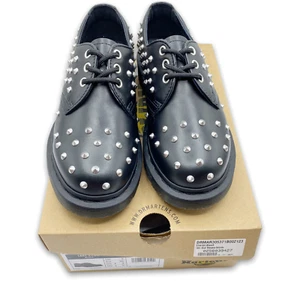 DR MARTENS 1461 Stud Black Wanama Leather Lace Up Oxfords Women's Size 5 - Picture 1 of 5