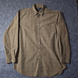 Vintage Polo Ralph Lauren Shirt Men's XLT Brown Check Pattern 100% Cotton - Picture 1 of 6
