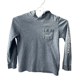Vineyard Vines Long Sleeve Hooded Cotton T-Shirt Gray Size Boys 7 - Picture 1 of 2