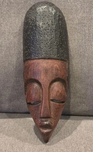 "Máscara africana vintage tallada a mano de madera colgante de pared 7,75""" - Imagen 1 de 5