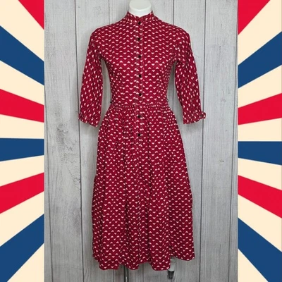 Винтажный 50-х/60-х годов гей Gibson красный новинка платье прерии | Americana печати | размер маленький - Изображение 1 из 4