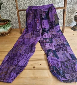Pantalón Hippy Vintage Estilo Retazos Festival Boho Pequeño - Imagen 1 de 10