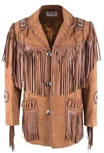 Scully Men’s Western Fringe Boar Suede Jacket w/ Beading sz 40 US - Picture 1 of 15