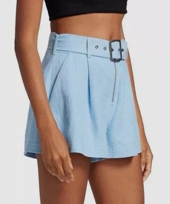 RAMY BROOK Gleirys Belted Twill Shorts Misty Blue Size 00, NEW NWT, MSRP $345 - Image 1 of 4