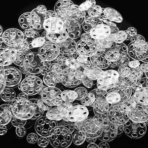 Set 100 bottoni a pressione invisibili in plastica trasparente da cucire bottoni a pressione - Foto 1 di 7