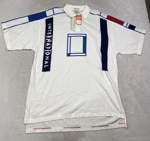 VTG Izod International Polo Shirt L USA Made 90s Colorblock Graphic NWT Tennis - Picture 1 of 7