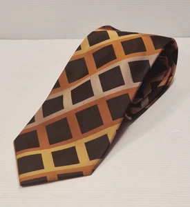 RDX 100% Silk Necktie – Multicoloured Crisscross Square Pattern Business Formal - Picture 1 of 5