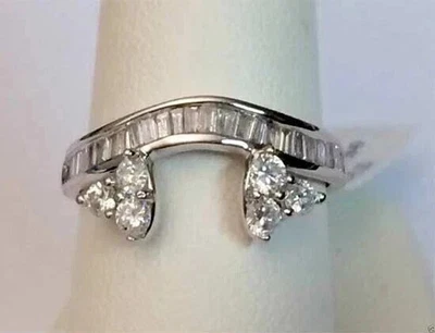 2Ct Baguette Cut Lab Created Diamond Enhancer Guard Ring 14K White Gold Plated Foto 1 de 4