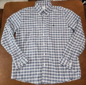 Camisa Polo Brooks Brothers Para Hombres 1818 Original Grande Azul Logotipo a Cuadros Sin Hierro Str - Imagen 1 de 10